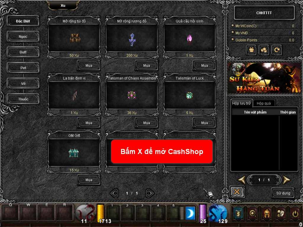 Chức năng chính của Game MU Hoài Niệm Chức năng chính của Game MU Hoài Niệm